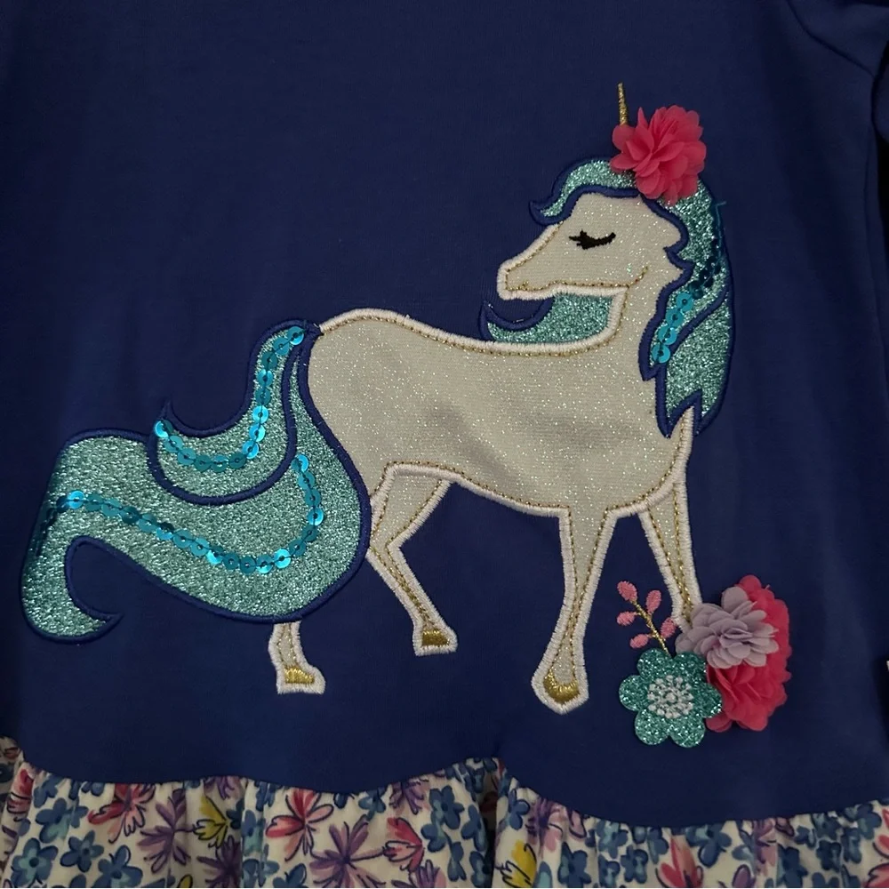 NEW NWT Rare Editions size 18 months Unicorn 2 piece Outfit Mixed Print